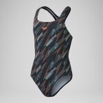 Maillot de bain fille allover hyperboom pour filles noir / vert campagne / nectarine