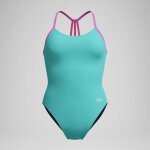 Maillot de bain fille club training solid lane line back turquoise / rose