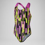 Maillot de bain fille digital allover splashback pour filles noir / rose kiki / jus de citron