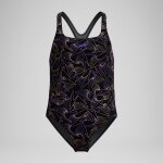 Maillot de bain fille hyperboom medalist allover imprim� noir / p�che