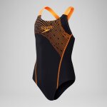 Maillot de bain fille medley logo medalist pour filles noir / nectarine