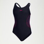 Maillot de bain fille placement muscleback bleu marine / rose