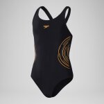 Maillot de bain fille placement muscleback pour filles noir / nectarine / vert campagne