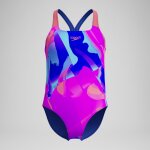 Maillot de bain fille powerback imprim� num�rique rose / bleu