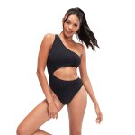 Maillot de bain flu3nte asymtrique ajour gris