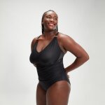 Maillot de bain grande taille femme effet galbant col en v noir