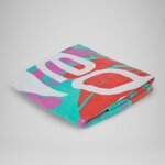 Serviette de plage imprim�e turquoise / rose