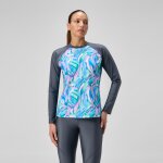 T - shirt de bain femme � manches longues imprim� gris / vert