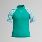 T - shirt rashguard fille � manches courtes turquoise