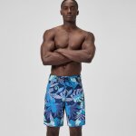 Short de bain imprim lookout 45 cm, hommes, bleu / blanc