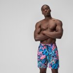 Short de bain redondo edge imprim 45 cm, hommes, bleu / rose