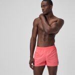 Short de bain retro uni 33 cm, hommes, corail