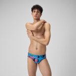 Slip de bain hommes 7 cm allover digital pour hommes bleu marine profond / rouge sirne