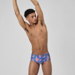 Slip de bain homme club training imprim� 13, 5 cm bleu marine / rose