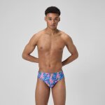 Slip de bain homme club training imprim� 8 cm bleu marine / rose