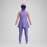 Tenue de bain 3 pi�ces fille imprim� violet