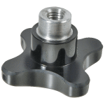 Bouton croisillon diam�tre 38 mm, bak�lite, � trou borgne taraud� m8, insert aluminium