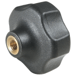 Bouton à lobes diamètre 30 mm, en nylon, à trou borgne taraudé m6 insert laiton Bouton à lobes diamètre 30 mm, en nylon, à trou borgne taraudé m6 insert laiton