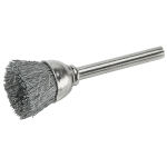Brosse coupe miniature sur tige 1 / 8  fils inox pour meuleuses droites miniatures,  13 mm