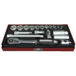 Coffret de douilles 3 / 8'' 6 pans mtriques avec accessoires - 19 pices