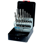 Coffret de 7 tarauds machine, hss - e m3 à m12, din 371, din 376, et 7 forets meulés hss, din 338n Coffret de 7 tarauds machine, hss - e m3 à m12, din 371, din 376, et 7 forets meulés hss, din 338n