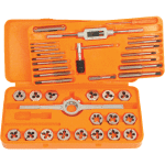 Coffret d'atelier 39 pices avec 17 tarauds individuels hss, 17 filires extensibles hss et accessoires ...