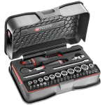 Coffret cliquet r. 161b + 10 douilles 1 / 4  6 pans, 37 pi�ces