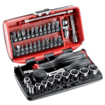 Coffret de douilles et embouts 1 / 4'' r. 360nano avec cliquet rotatif Coffret de douilles et embouts 1 / 4'' r. 360nano avec cliquet rotatif