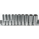 Jeu de 10 douilles longues 6 pans entra�nement 1 / 2'' m�trique