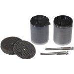 Jeu de 47 mini disques de tronçonnage Ø 40 et 22 mm et 2 mandrins queue Ø 3 mm Jeu de 47 mini disques de tronçonnage Ø 40 et 22 mm et 2 mandrins queue Ø 3 mm