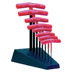 Jeu de 8 cl�s m�les hexagonales manche en t sur stand