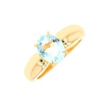 Bague aigue - marine 1. 26 carat or jaune 4. 87g