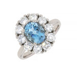 Bague aigue - marine 1. 42 carat et diamants 1. 10 carat or blanc 5. 45g