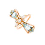 Bague aigue - marine 1. 82 carat et diamants 0. 93 carat or jaune 8. 13g