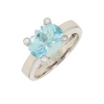 Bague aigue - marine 2. 74 carats et diamants 0. 06 carat or blanc 6. 13g