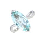 Bague aigue - marine 3. 76 carats or blanc 4. 32g