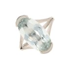 Bague aigue - marine 4. 19 carats or blanc 4. 60g