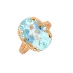 Bague aigue - marine 4. 77 carats or jaune 3. 64g