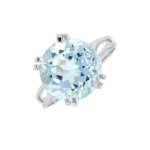 Bague aigue - marine 4. 96 carats or blanc 4. 07g