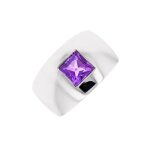 Bague amthyste 0. 98 carat or blanc 12. 06g