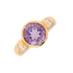 Bague améthyste 2. 50 carats diamants or jaune 6. 59g Bague améthyste 2. 50 carats diamants or jaune 6. 59g