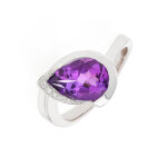 Bague amthyste 3. 05 carats et diamants 0. 03 carat or blanc 8. 85g