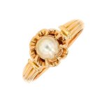 Bague ancienne perle de culture or jaune 3. 29g