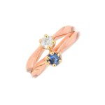 Bague ancienne saphir 0. 07 carat et diamant 0. 14 carat or rose 2. 84g Bague ancienne saphir 0. 07 carat et diamant 0. 14 carat or rose 2. 84g
