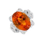 Bague citrine 11. 5 carats et diamants 2 carats or blanc 16. 46g
