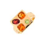Bague citrines, peridot et grenat or jaune 6. 28g