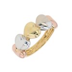Bague coeurs or jaune, rose et blanc 8. 23g