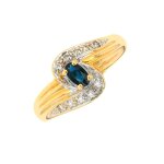 Bague diamants 0. 12 carat et saphir 0. 29 carat or jaune 4. 81g