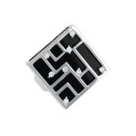 Bague diamants 0. 20 carat et onyx or blanc 13. 34g