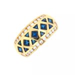 Bague diamants 0. 44 carat et saphirs 1. 48 carat or jaune 9. 94g Bague diamants 0. 44 carat et saphirs 1. 48 carat or jaune 9. 94g
